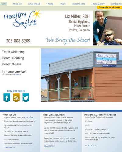 Healthy Smiles Shine, Parker, Colorado by W3Now Web Design